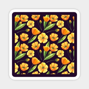 Botanical Floral Seamless pattern - yellow poppies Magnet