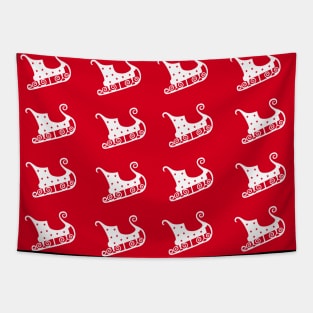 Christmas sleigh regular red pattern Tapestry