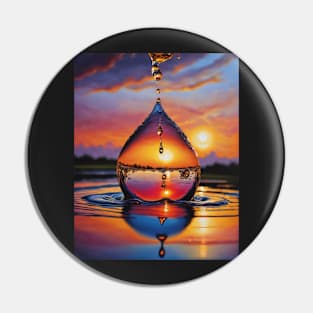 Large Water Droplet at Sunrise Pin