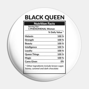 Black Queen Nutrition Facts Pin