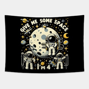 Kids 4 Year Old Outer Space Birthday Planets Astronaut 4th Tapestry