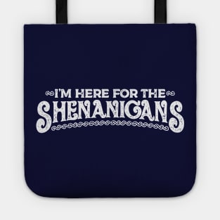 Saint Patrick I'm Here for the Shenanigans White Vintage Tote