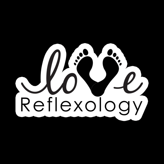 Love Reflexology - (white outline) black font by Balanceandharmonyforreflexologists