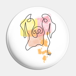 Abstract Line Art Dog Drawing on Watercolor Pin