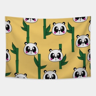 Cute Panda And Bamboo Kids Pattern Seamless Tapestry