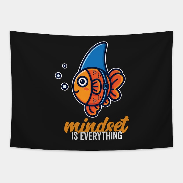 Cute Goldfish Mindset is Everything Be A Goldfish Shark Fin Tapestry by markz66