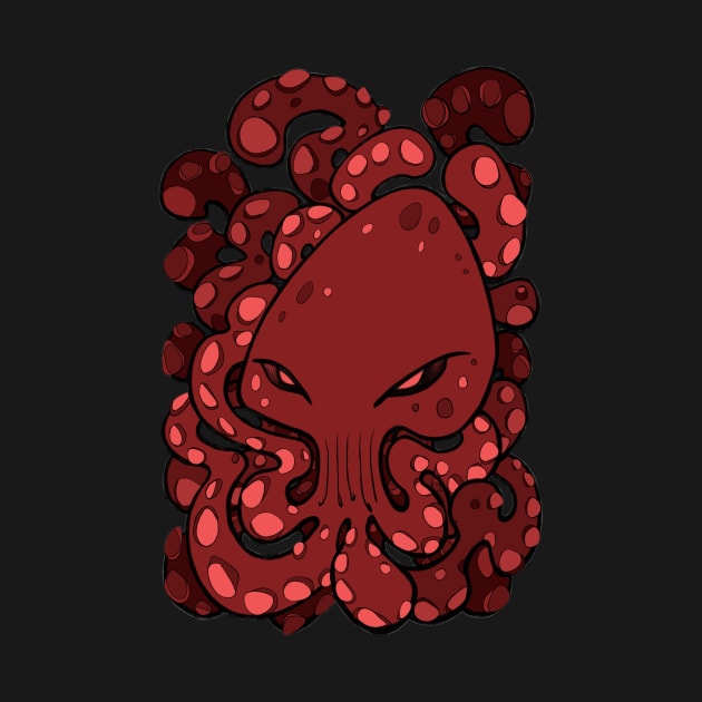 Octopus Squid Kraken Cthulhu Sea Creature - Chile oil red by BigNoseArt