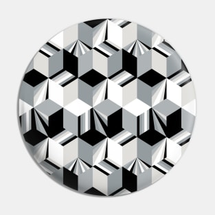 Retro Black and White Cubes Pin