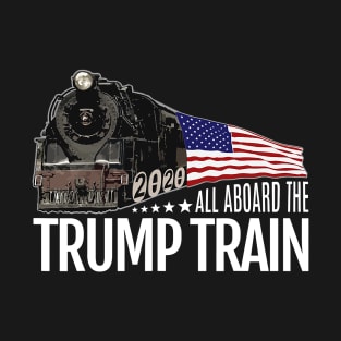 All Aboard the Trump Train 2020 American Flag T-Shirt