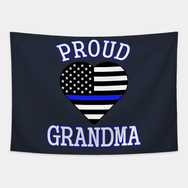 Thin Blue Line - Proud Grandma Tapestry by Vehicle City Music