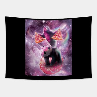 Space Pizza Sloth On Panda Unicorn On Doughnut Tapestry