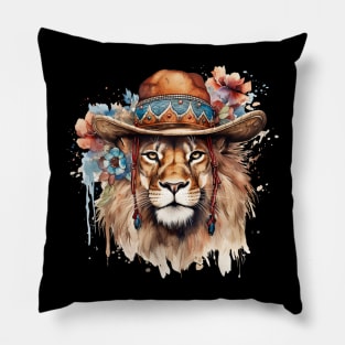 Watercolor Boho Lion #1 Pillow