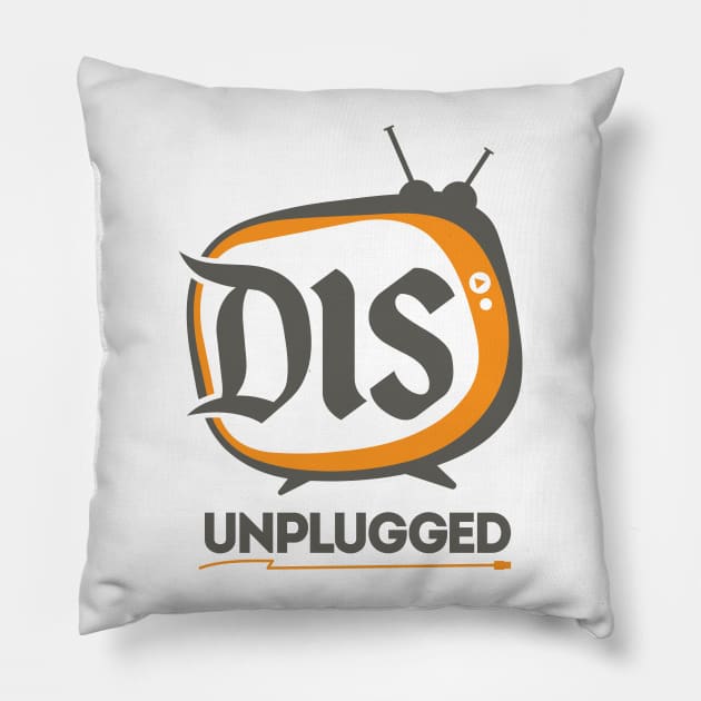 DIS Unplugged Chest Logo Pillow by TheDIS