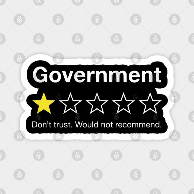 Government One Star Review – Funny Distrust Sarcasm Rating Magnet by UrbanLifeApparel