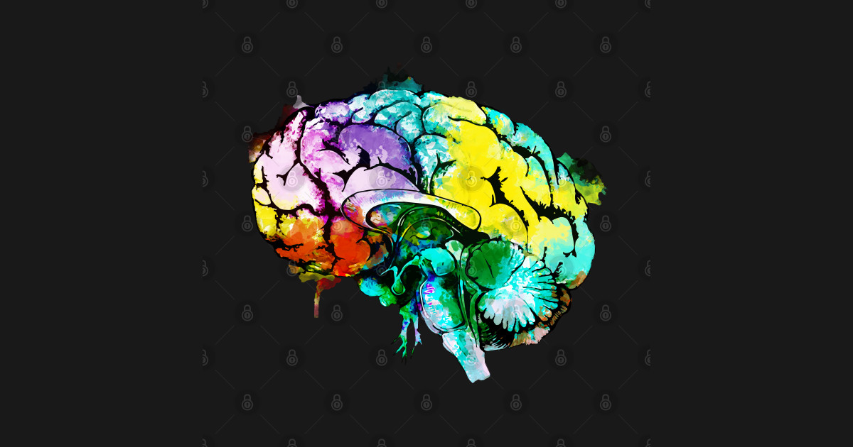 Color human brain watercolor mental health matters - Human Brain - T
