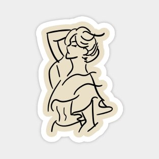 Minimalist line art woman Magnet