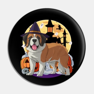 St. Bernard Happy Halloween Pumpkin Pin