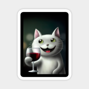 Cat with Wine Magnet