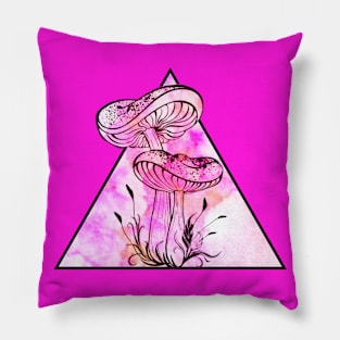 Pink Water Color Mushrooms Pillow