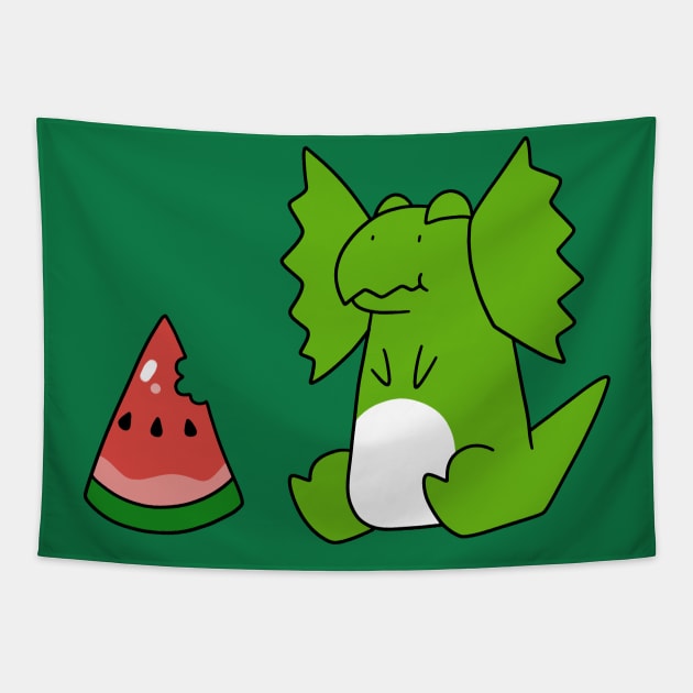 Dilphosaurus Eating Watermelon Tapestry by saradaboru