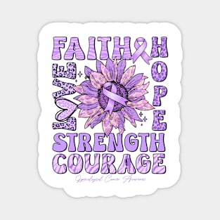 Gynecological Cancer Awareness - Sunflower strong faith love Magnet