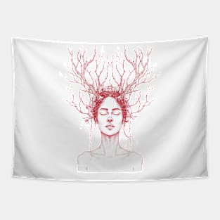 Woman with antler Tapestry