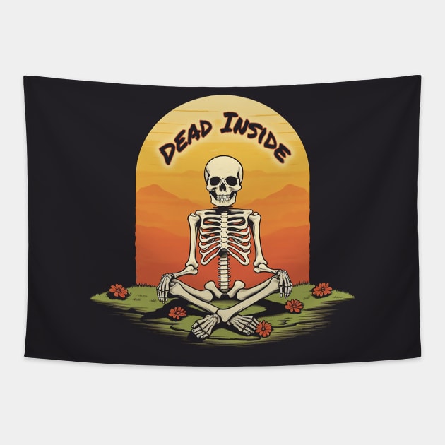 Dead Inside - Meditating Skeleton Tapestry by nonbeenarydesigns