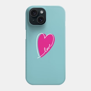 Pink Heart Love Letters Line Art Phone Case