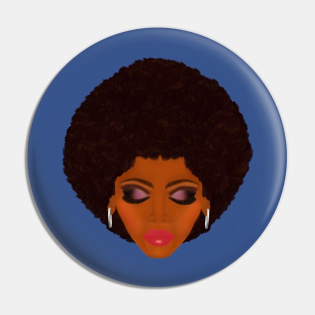 Classic Afro and Purple Smokey Eyes (Royal Blue Background) Pin by Art By LM Designs 