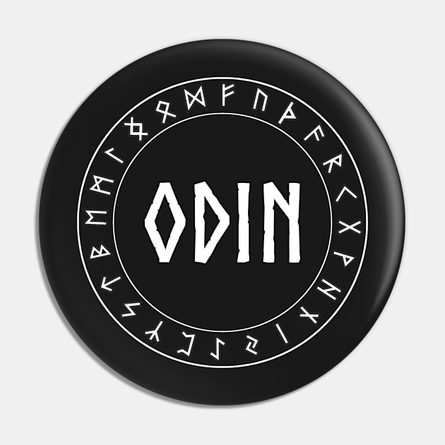 Odin Norse God with Runes Pin by AgemaApparel