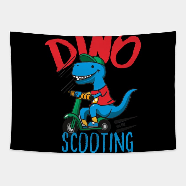 Funny E-Scooter, Dino Driving Scooter Tapestry by maxdax