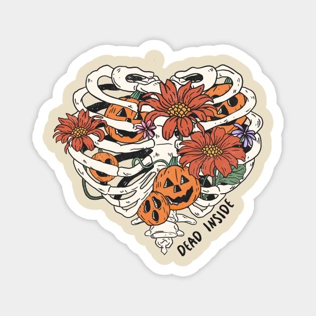 Dead Inside Floral Skeleton Halloween Magnet by The WYLD Tribe