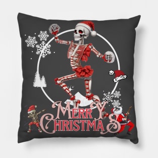 Christmas Dancing Skeletons Santa Pillow