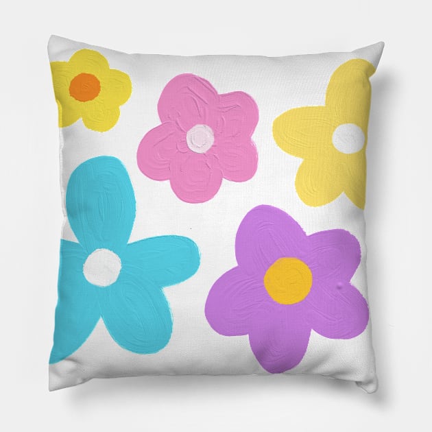 Naif pretty pastel painted flowers (for kids and grownups!) Pillow by F-for-Fab