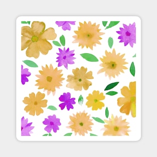 Loose floral pattern - yellow and magenta Magnet