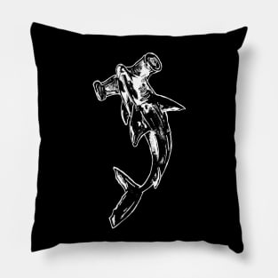 Black and White Hammerhead Shark Pillow