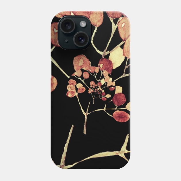 Orange Watercolor Berries Botanicals Phone Case by Moon Art