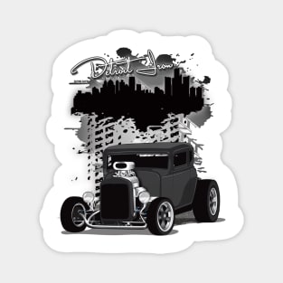 1932 Black Chevy 5 Window Coupe HotRod Detroit Iron Print Magnet