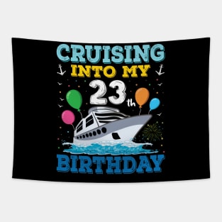 Cruising Into My 23th Birthday Party Shirt Cruise Squad 23 Birthday Tapestry