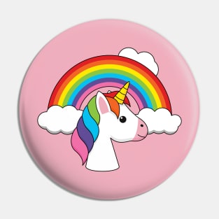 Unicorn and Rainbow with Clouds Kawaii Pin