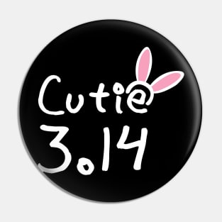 Cutie pie (π) 3.14 typography text with bunny band on girly pink background Pin