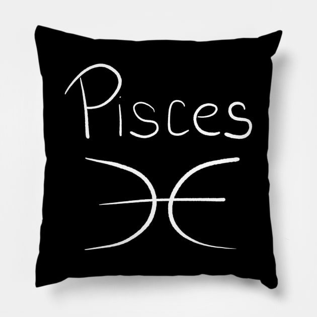 Pisces handwritten astrology symbol Pillow by Pragonette