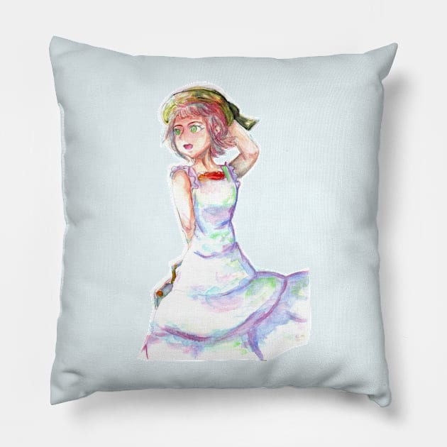 Summer Girl in Sky dress Pillow by Dearly Mu