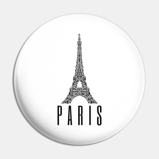 Paris France Eiffel Tower Art Design Black Pin