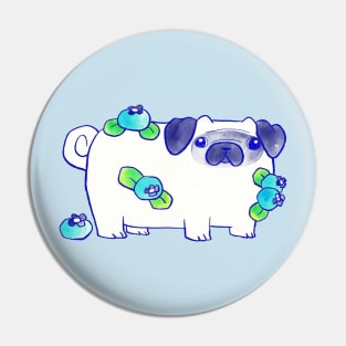 Blueberry Pug Watercolor Pin