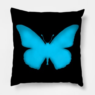 Neon Blue Ombre Butterfly Silhouette Pillow