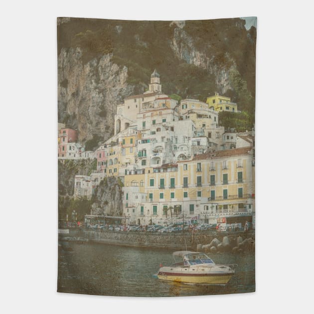 Vintage Amalfi coast Tapestry by Anna H