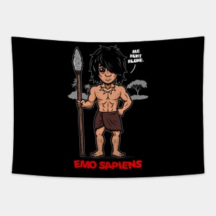 Emo Sapiens Funny Prehistoric Emo Homo Sapiens Funny Emo Meme Tapestry