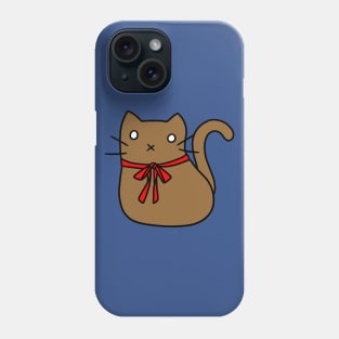 Red Ribbon Tie Brown Cat Phone Case