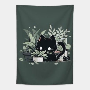 Plant killer black cat Tapestry